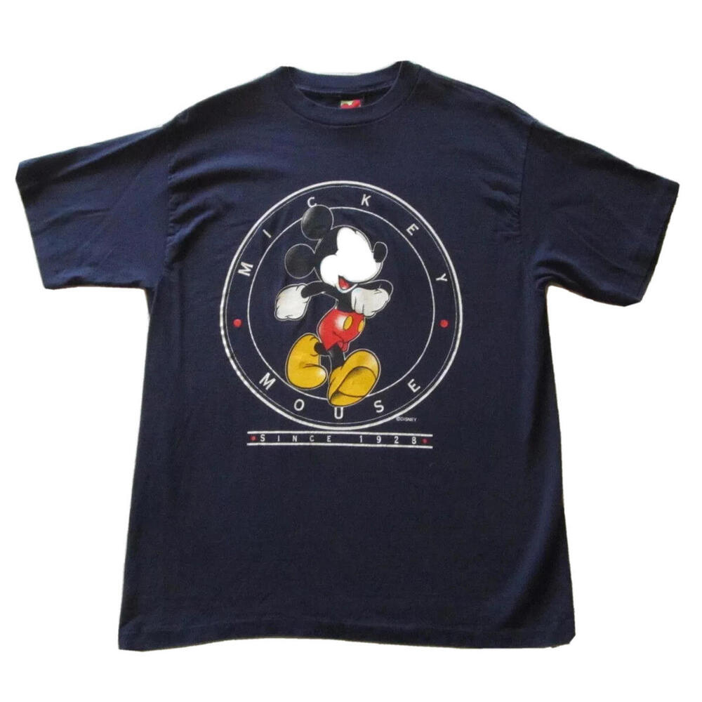 Mickey Unlimited Men's Women's Navy Graphic T Shirt - Large Vintage